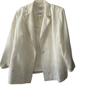 Maxie Klein Collection's 2 Piece Set Jacket and Matching Sleeves Top Ivory 24W
